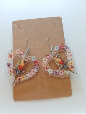 Fashion Jewelry Multicolor Parrot Heart Flower Dangle Earrings